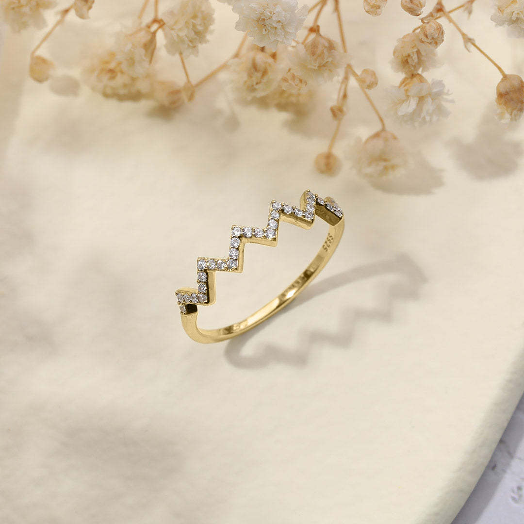 Mother's Day Gift Highs And Lows Zigzag Ring-Engravingift