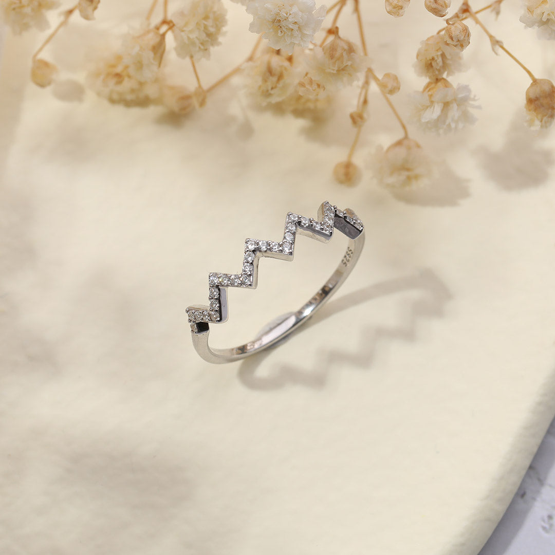 Mother's Day Gift Highs And Lows Zigzag Ring-Engravingift