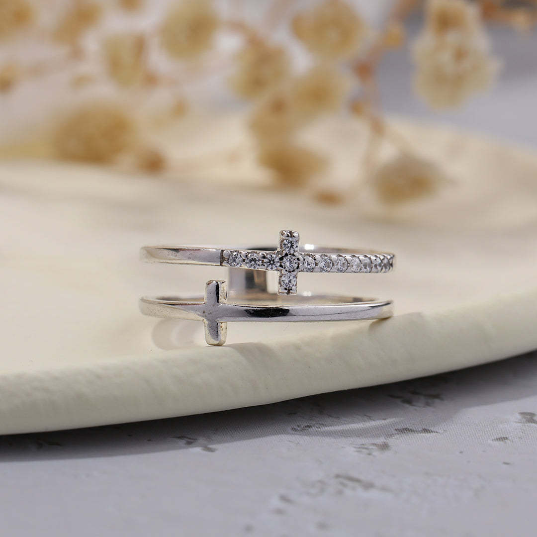 Mother's Day Gift Pray Through It Double Cross Ring-Engravingift