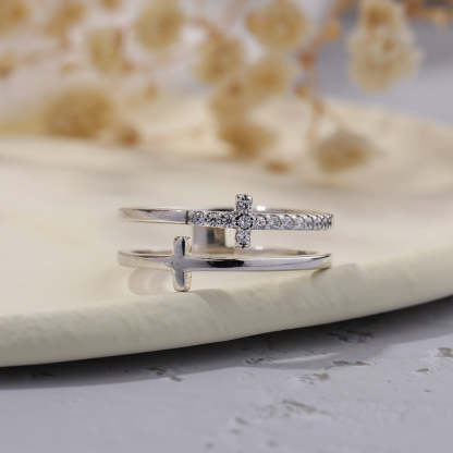 Mother's Day Gift Pray Through It Double Cross Ring-Engravingift