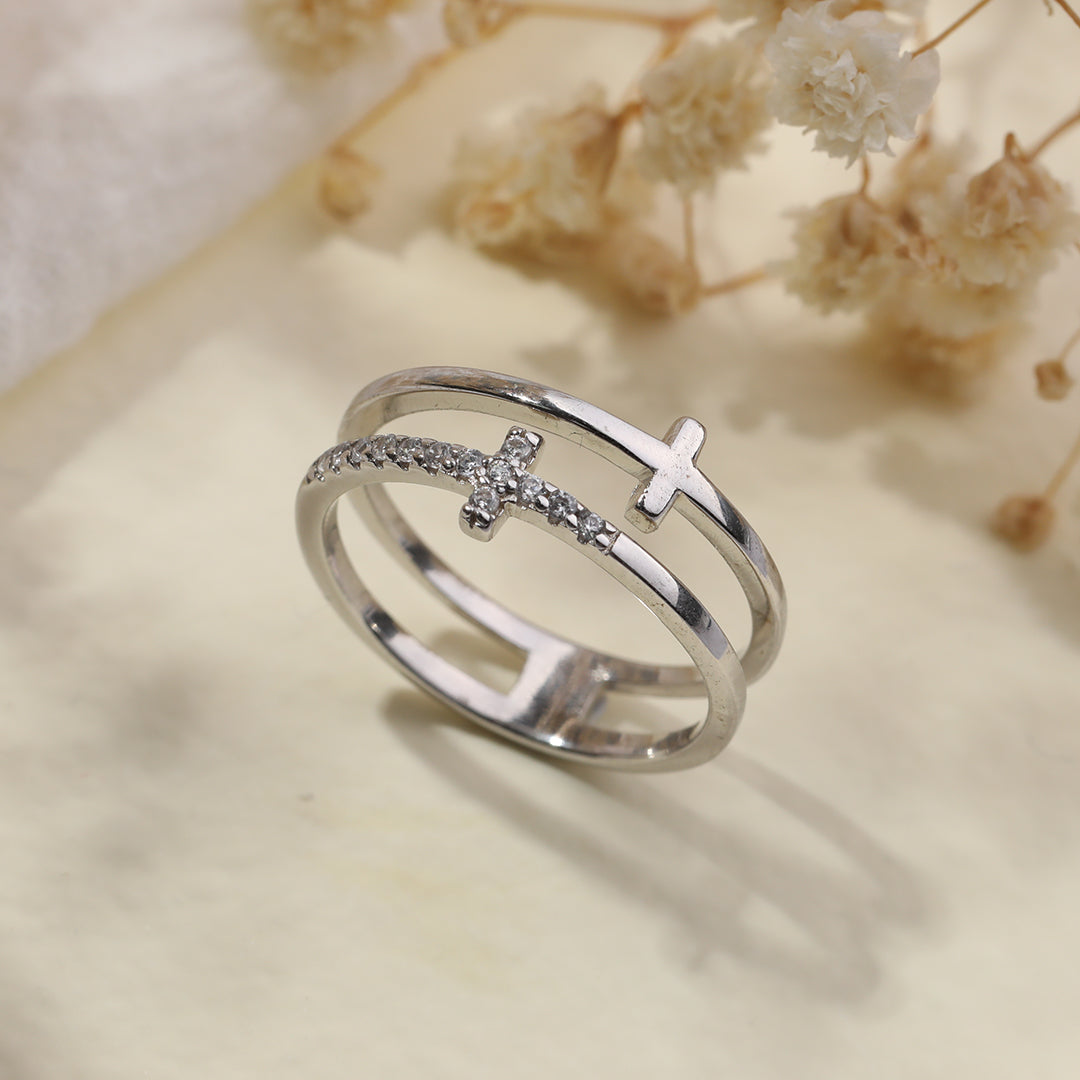 Mother's Day Gift Pray Through It Double Cross Ring-Engravingift