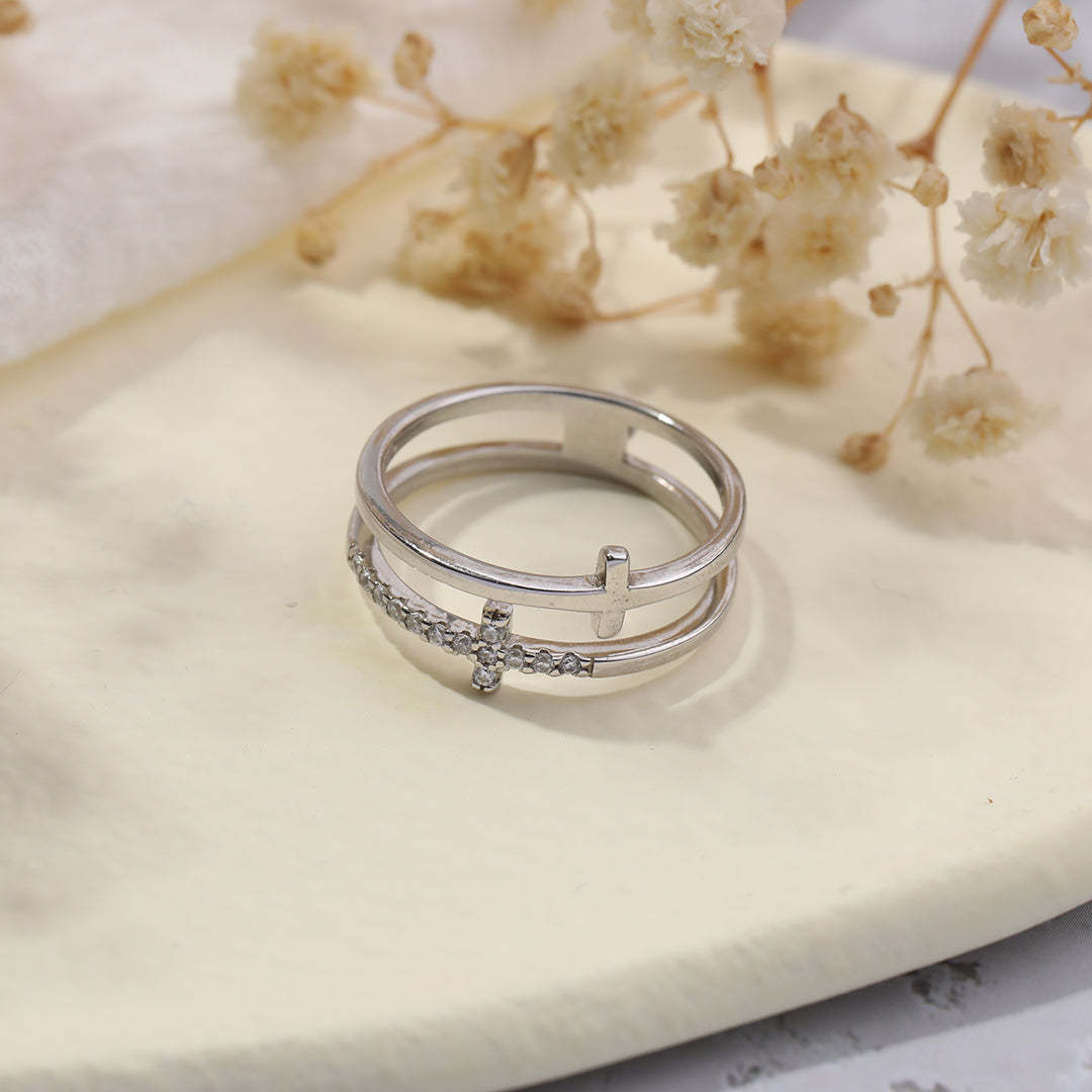 Mother's Day Gift Pray Through It Double Cross Ring-Engravingift