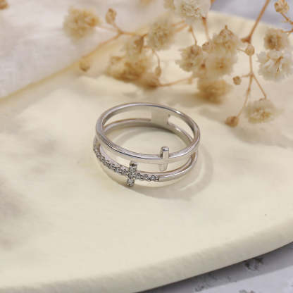 Mother's Day Gift Pray Through It Double Cross Ring-Engravingift