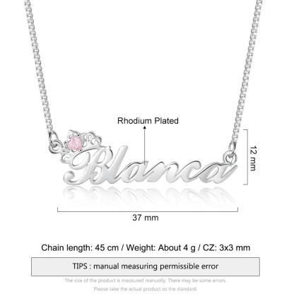 Mother's Day Gift Crown Name Necklace with BirthstonePersonalized Name Necklace-Engravingift