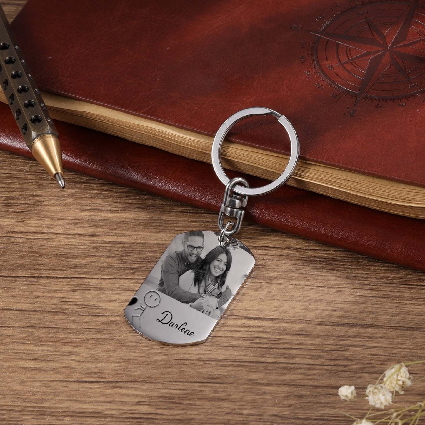 Mother's Day Gift Anniversary date ideas Couple Keychain Customized Photo Funny Heart Matching Keyring-Engravingift