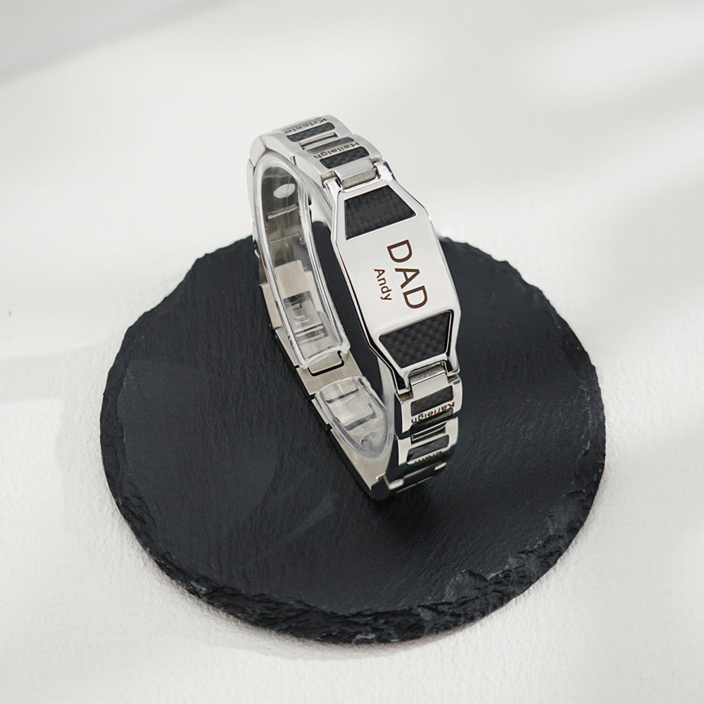 Father's Day Gift Personalized Men Magnetic Therapy Bracelet with Effective 4 Elements Stones
