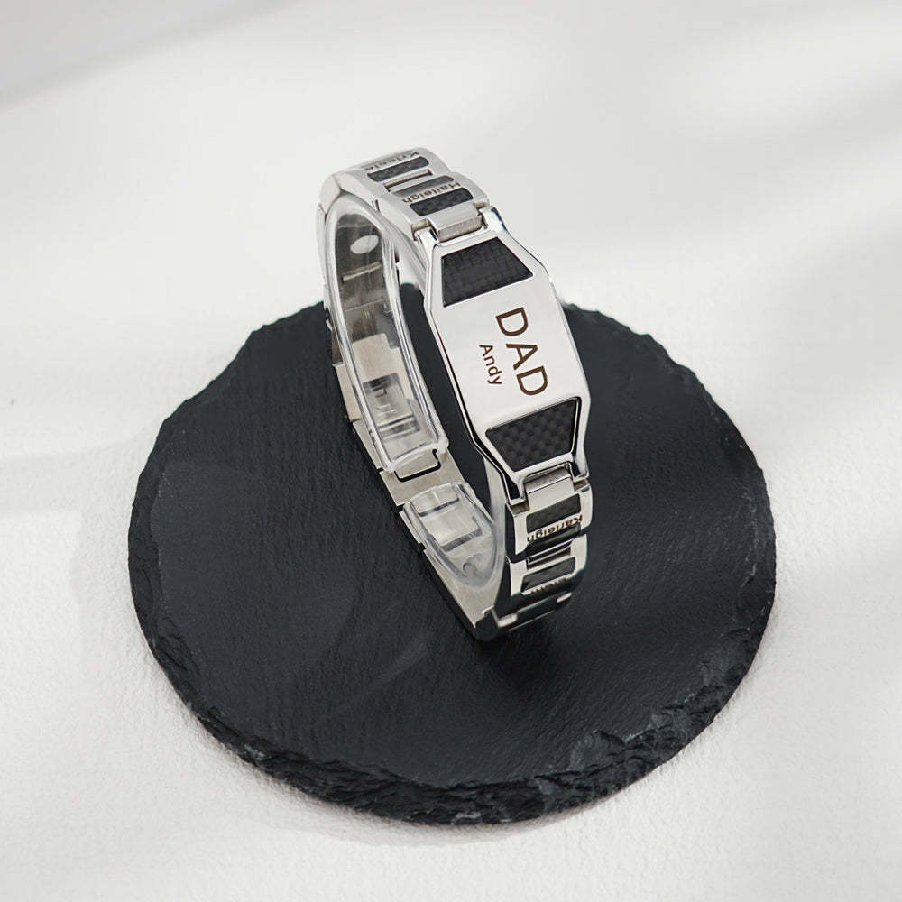 Father's Day Gift Personalized Men Magnetic Therapy Bracelet with Effective 4 Elements Stones