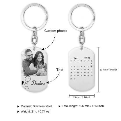 Mother's Day Gift Anniversary date ideas Couple Keychain Customized Photo Funny Heart Matching Keyring-Engravingift
