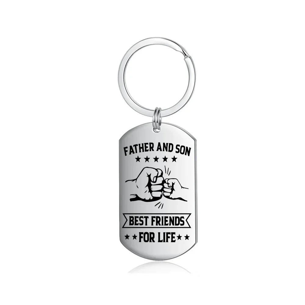 Father's Day Gift Personalized Father and Son Photo Keychain Best Friends In Life Father Keyring-Engravingift