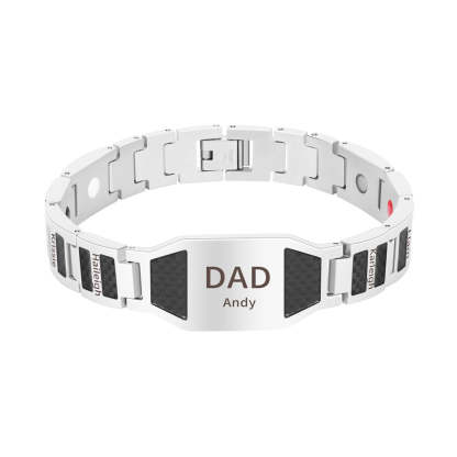 Father's Day Gift Personalized Men Magnetic Therapy Bracelet with Effective 4 Elements Stones