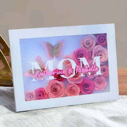 Mother's Day Gift Custom Flower Mom Shadow Box with Kids Names Gift for Mom Grandma-Engravingift