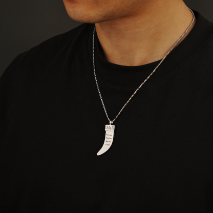 Personalized DAD Tusk Necklace, Custom Kids Names Jewelry
