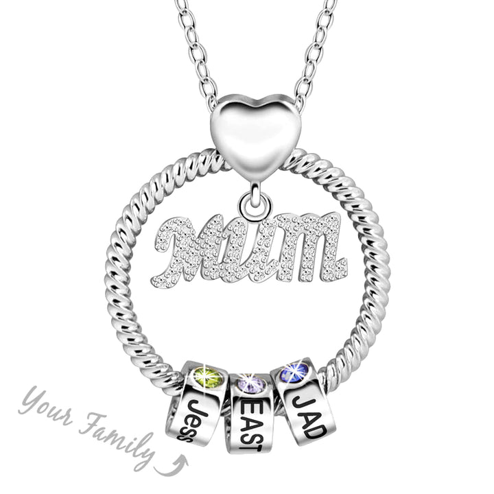 Father's Day Gift Personalized Circle Pendant with Custom Beads Birthstone Pendant Necklace