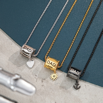  Personalized Dad Engraved Bead Necklace