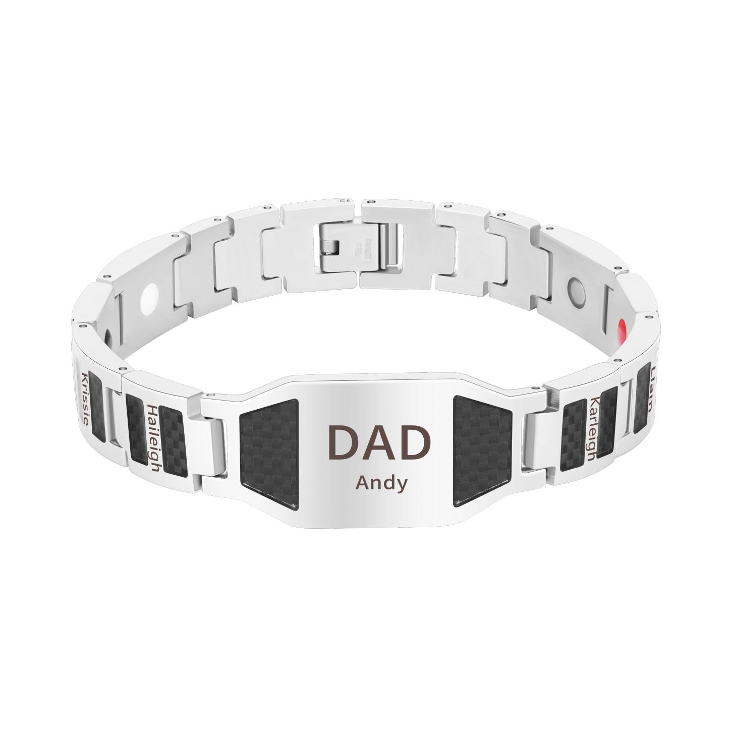 Father's Day Gift Personalized Men Magnetic Therapy Bracelet with Effective 4 Elements Stones