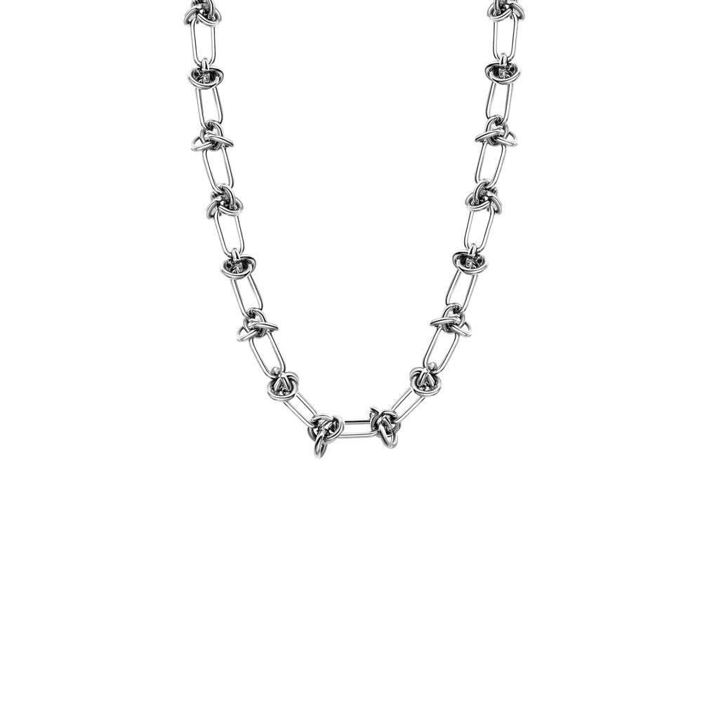 Knot Link Chain Bracelet, Silver Titanium Steel Bracelet