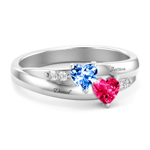 Mother'sDay Gift Personalized Heart Birthstone Ring-Engravingift