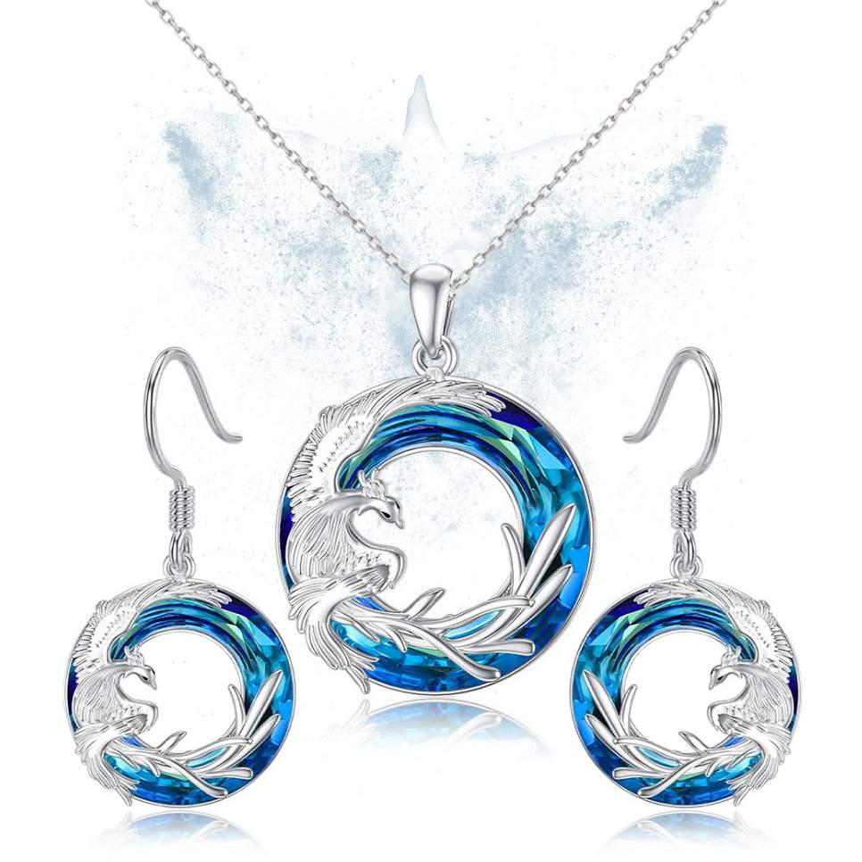 Mother's Day Gift Phoenix Crystal Necklace | 925 Sterling Silver-Engravingift