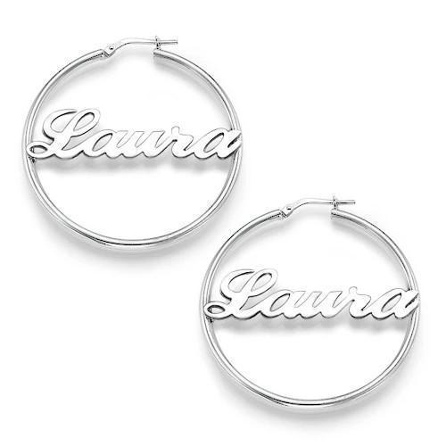 18k Gold Plated Sterling Silver Hoop Name Earrings