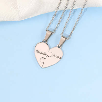 Christmas Gift Family/Sibling/BFF Gift Personalized Heart Puzzle Pieces Necklace or Keychain