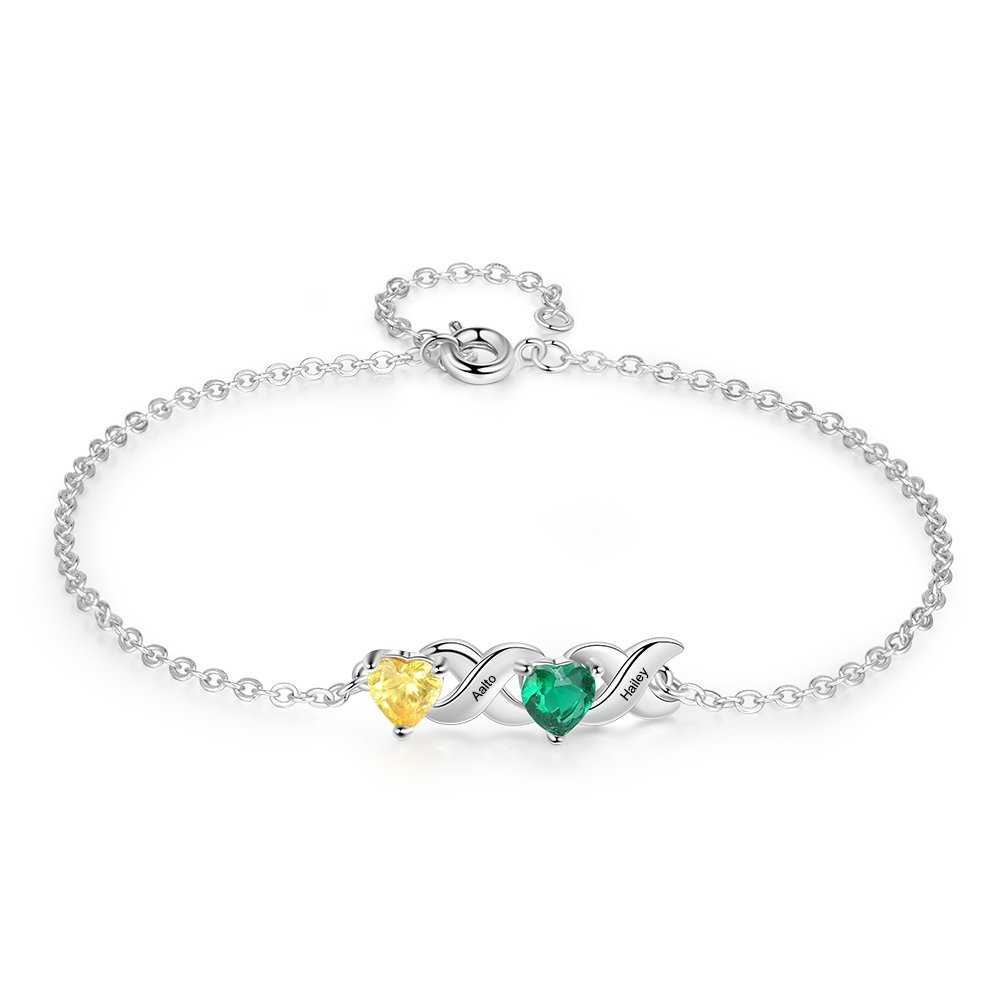 Christmas Gift Personalized Heart birthstone Infinity Family Bracelet