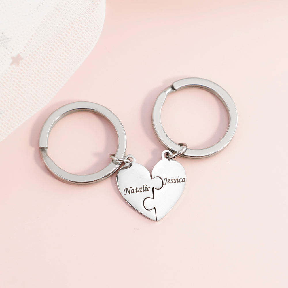 Christmas Gift Family/Sibling/BFF Gift Personalized Heart Puzzle Pieces Necklace or Keychain