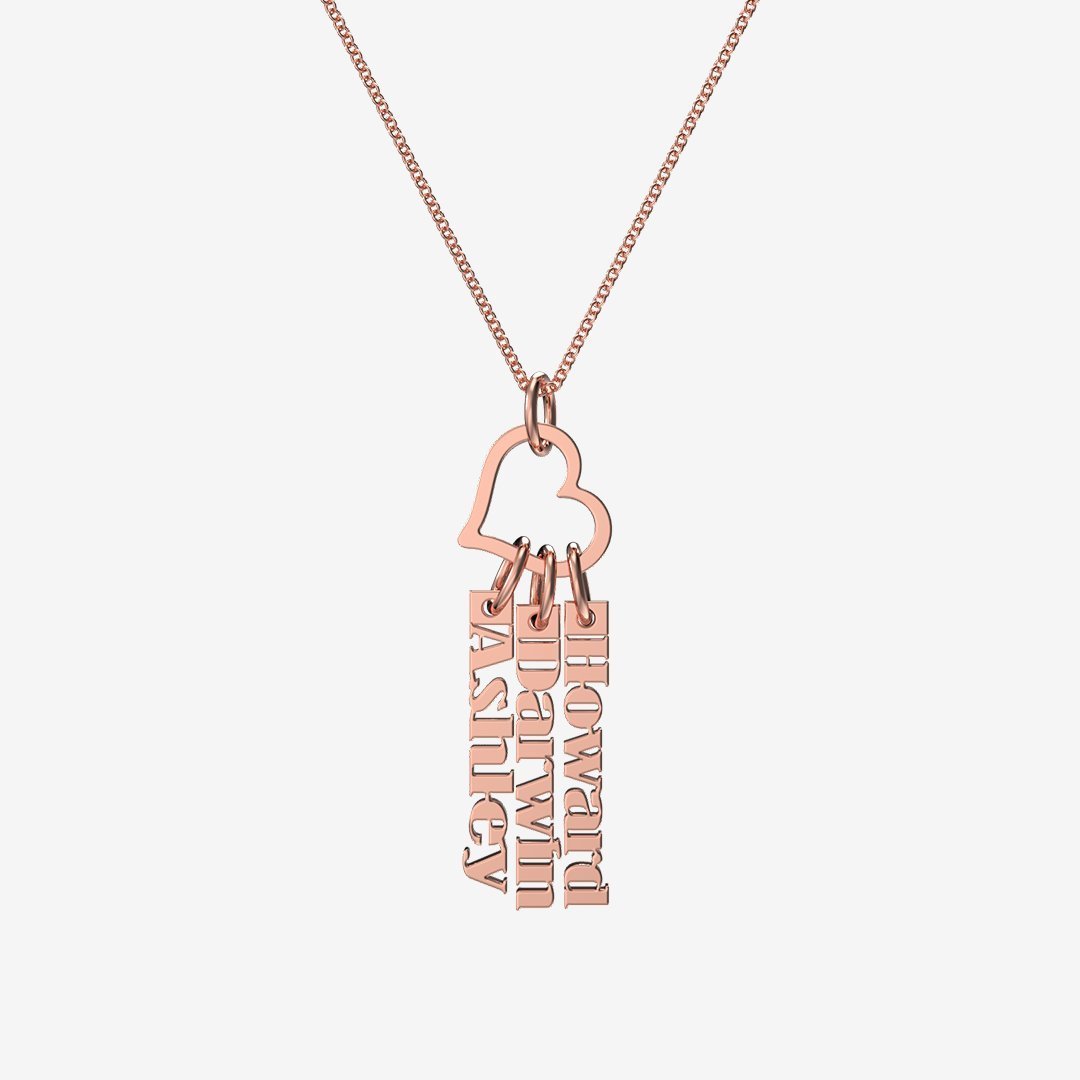 Christmas Gift Heart Rings Fashion Tag Bar Name Necklace