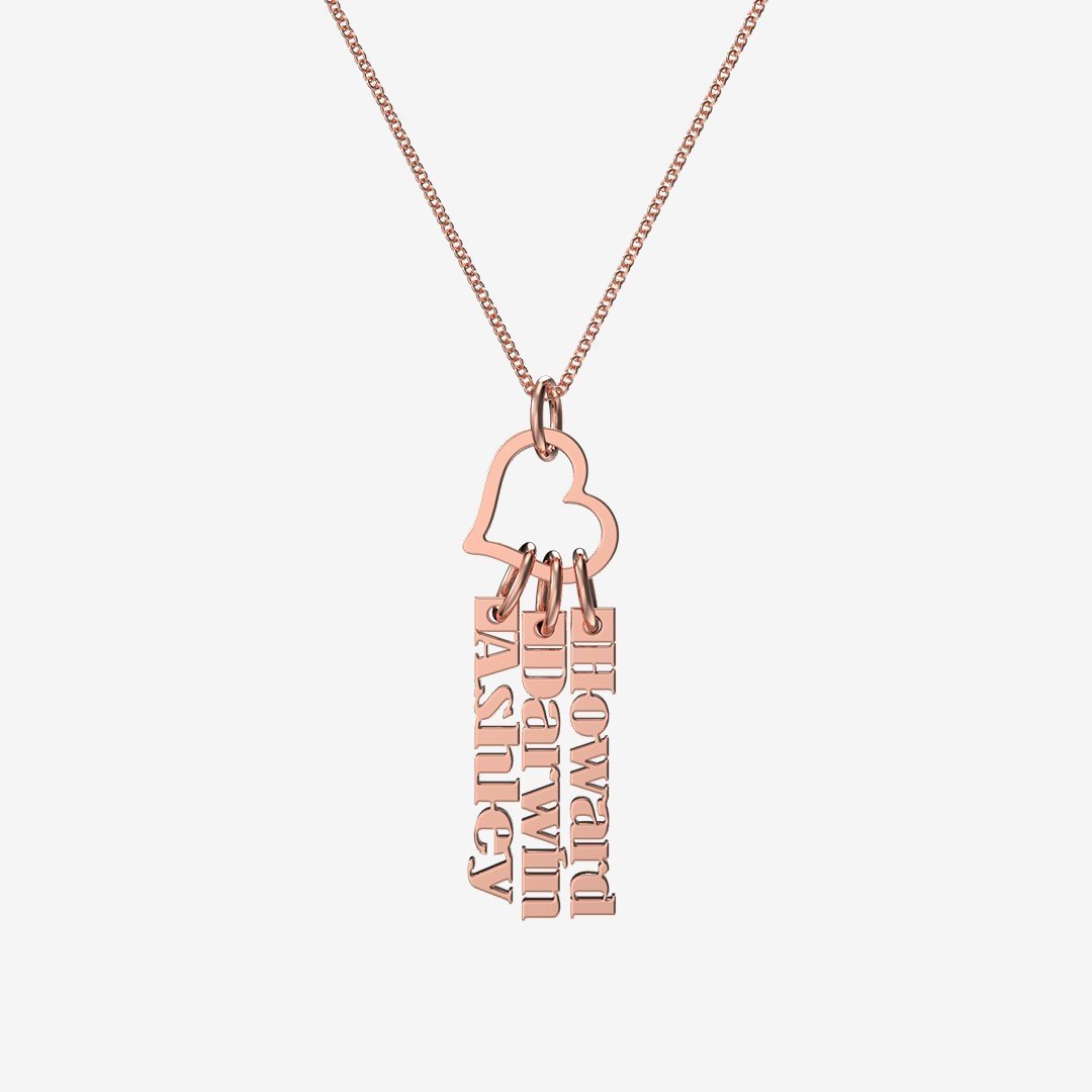 Christmas Gift Heart Rings Fashion Tag Bar Name Necklace