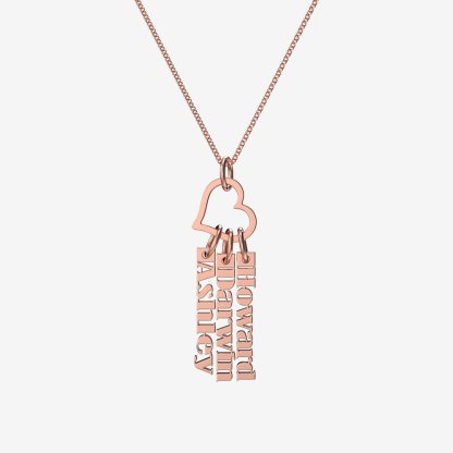 Christmas Gift Heart Rings Fashion Tag Bar Name Necklace