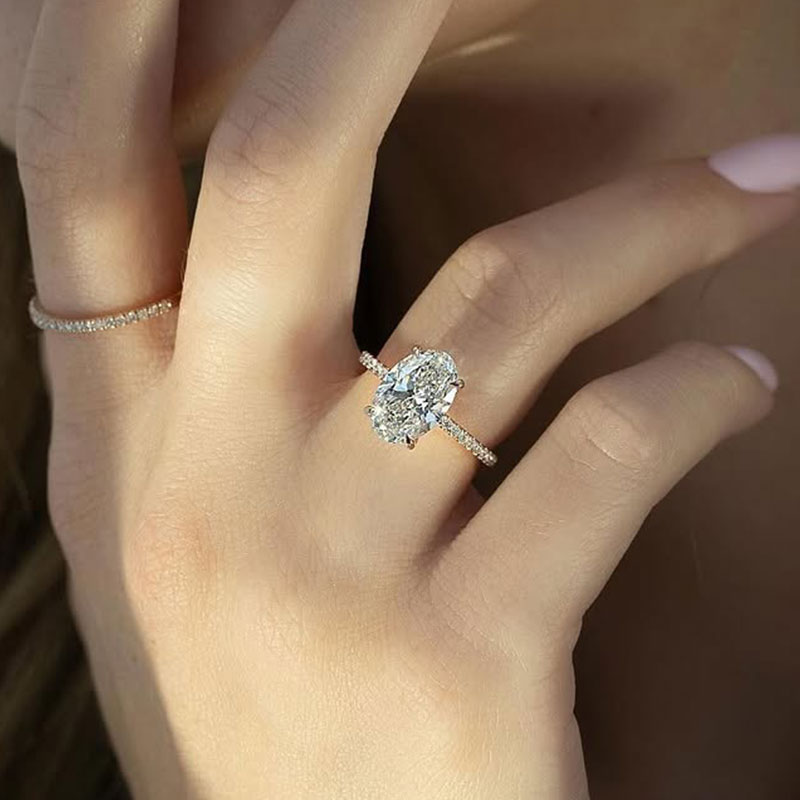 Classic Oval Cut Simulated Diamond Engagement Ring In Sterling Silver