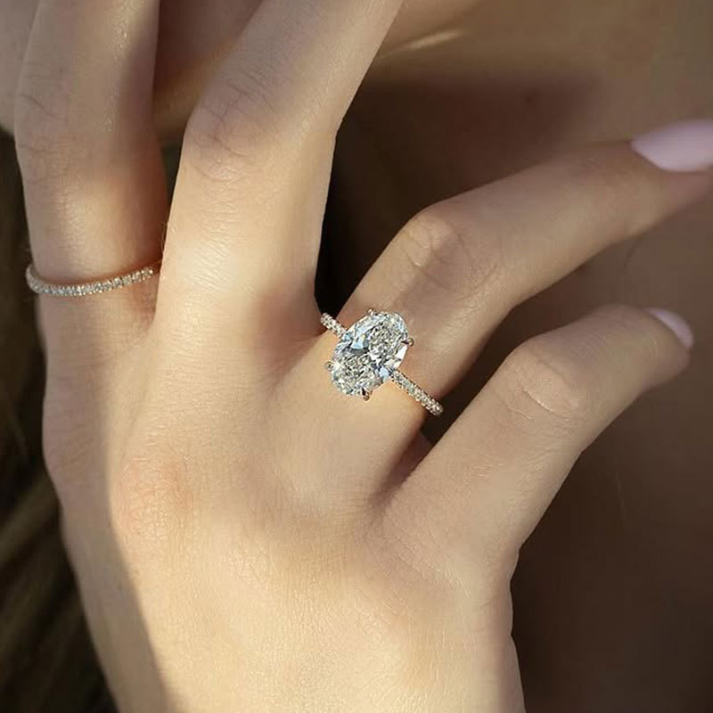 Classic Oval Cut Simulated Diamond Engagement Ring In Sterling Silver