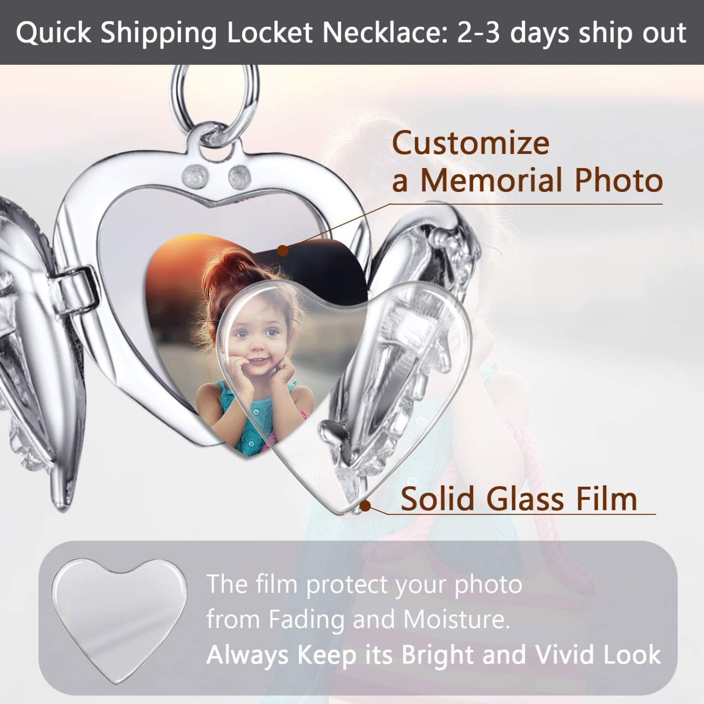 Mother's Day Gift s Personalized Memory Photo Locket Necklace Heart Pendant-Engravingift