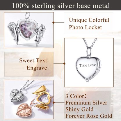 Mother's Day Gift s Personalized Memory Photo Locket Necklace Heart Pendant-Engravingift