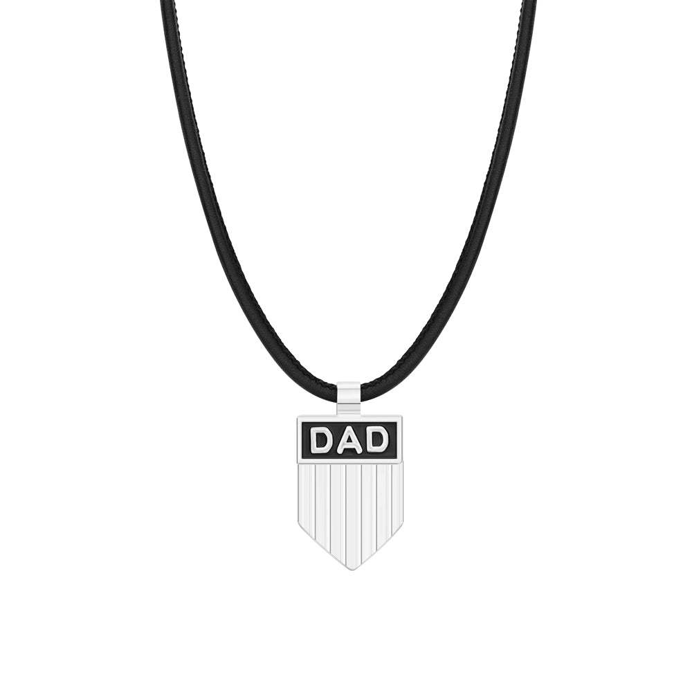 Father's Day Gift DAD Engraved Shield Pendant Necklace
