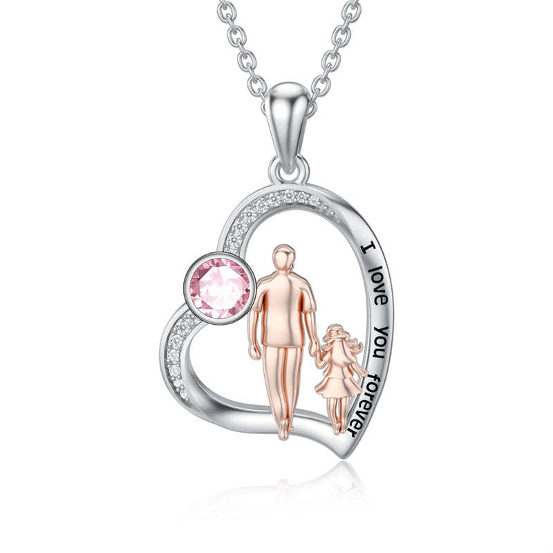 Father Daughter Heart Pendant Necklace from Dad Gift for Daughter