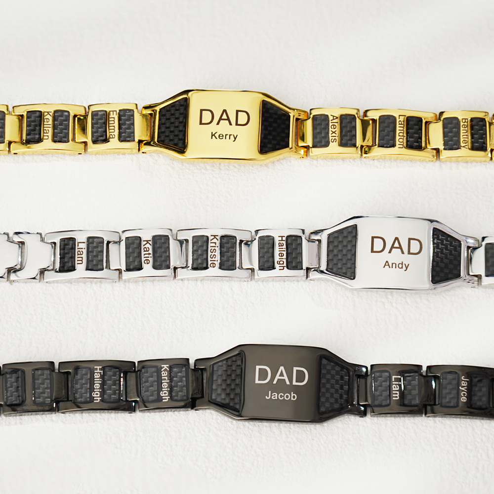 Personalized Dad Bracelet, Custom Kids Names Bracelet for Dad
