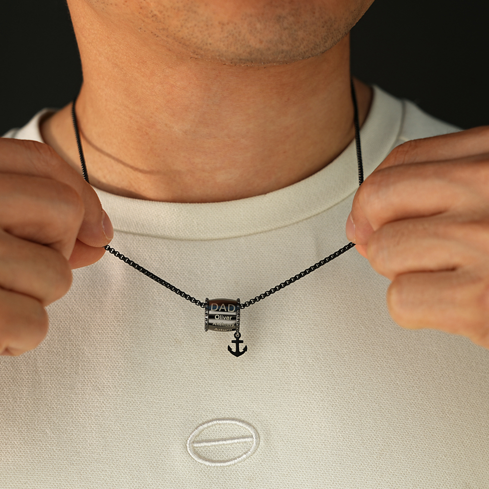  Personalized Dad Engraved Bead Necklace