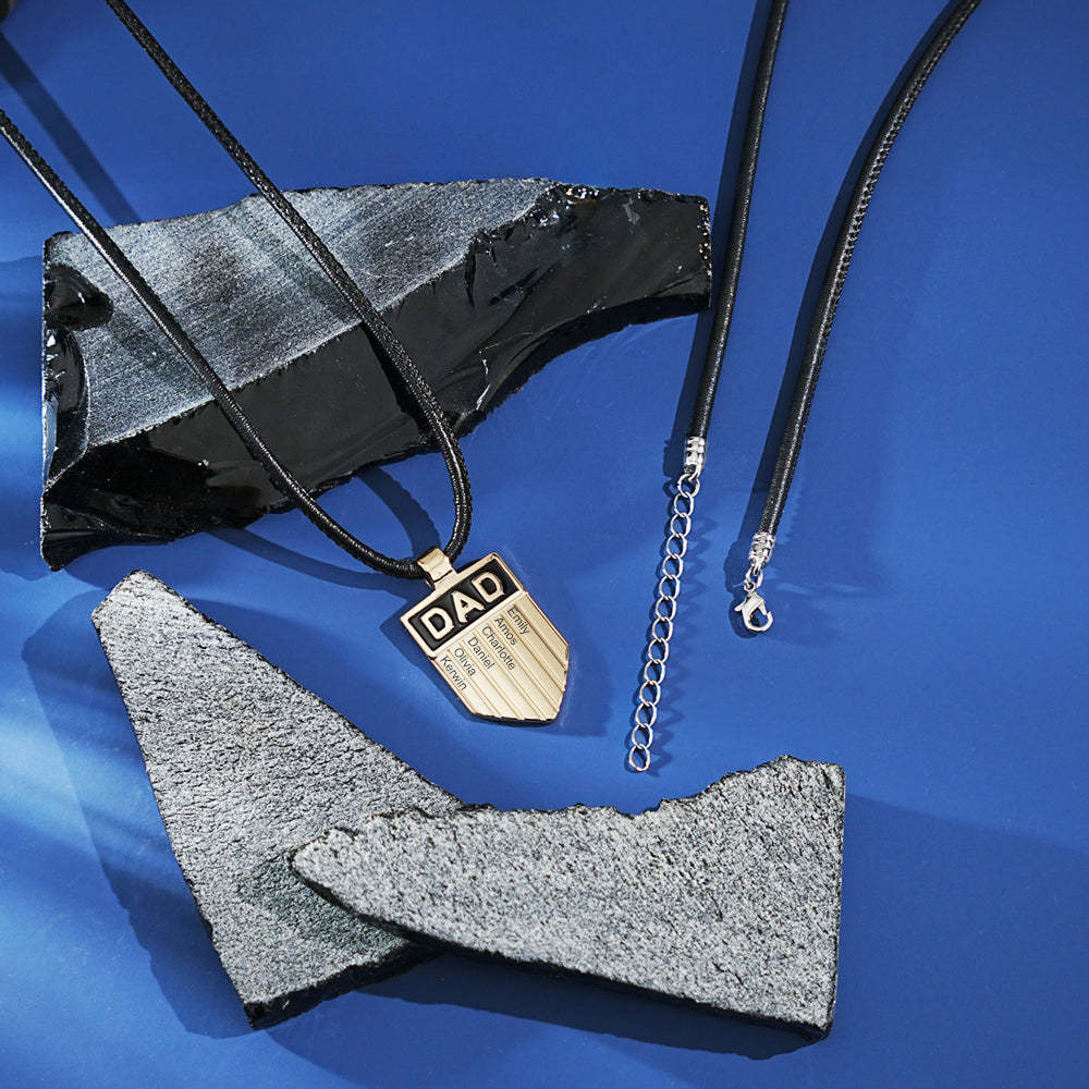 Father's Day Gift DAD Engraved Shield Pendant Necklace