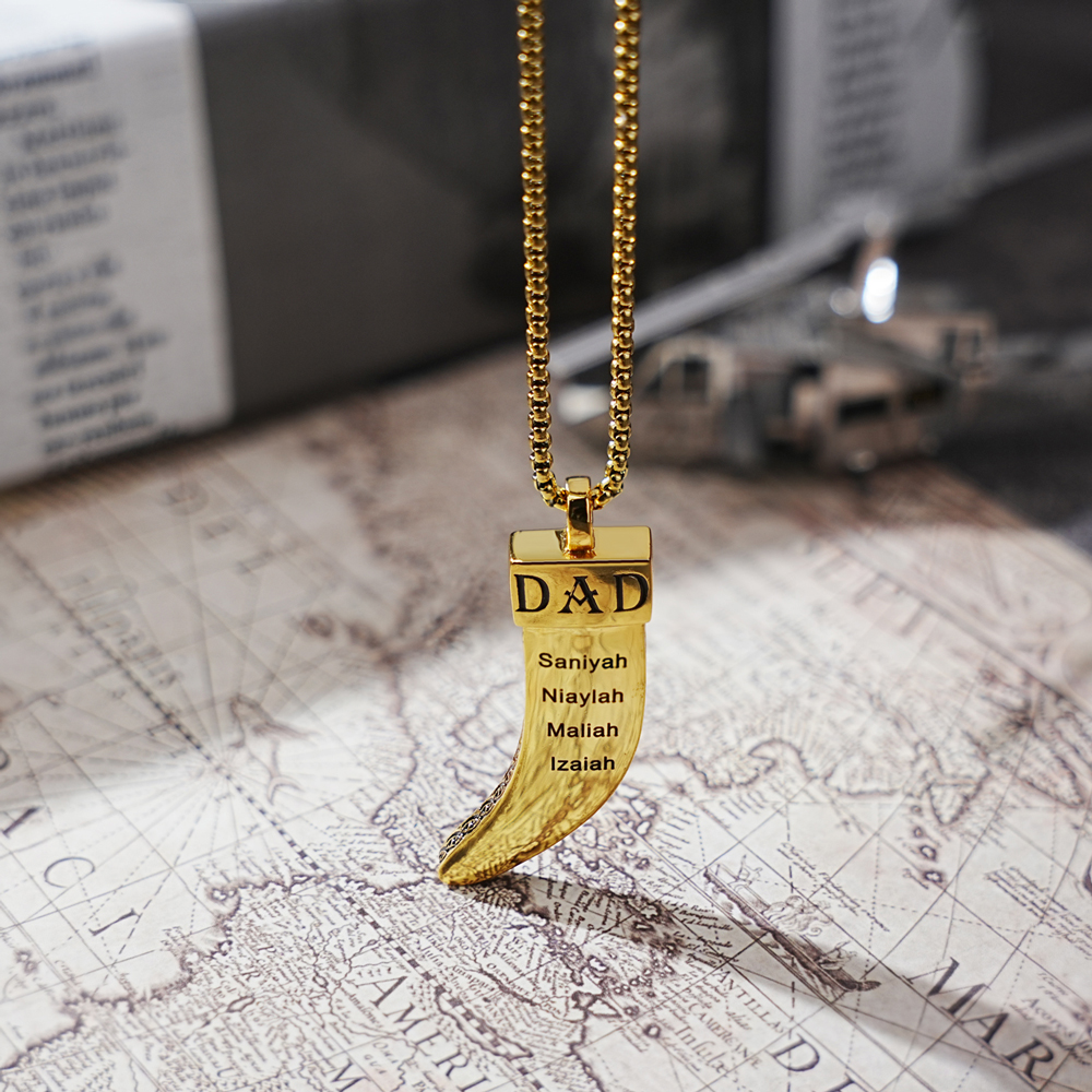 Personalized DAD Tusk Necklace, Custom Kids Names Jewelry