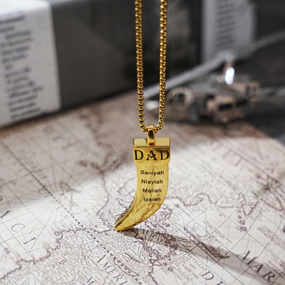 Personalized DAD Tusk Necklace, Custom Kids Names Jewelry