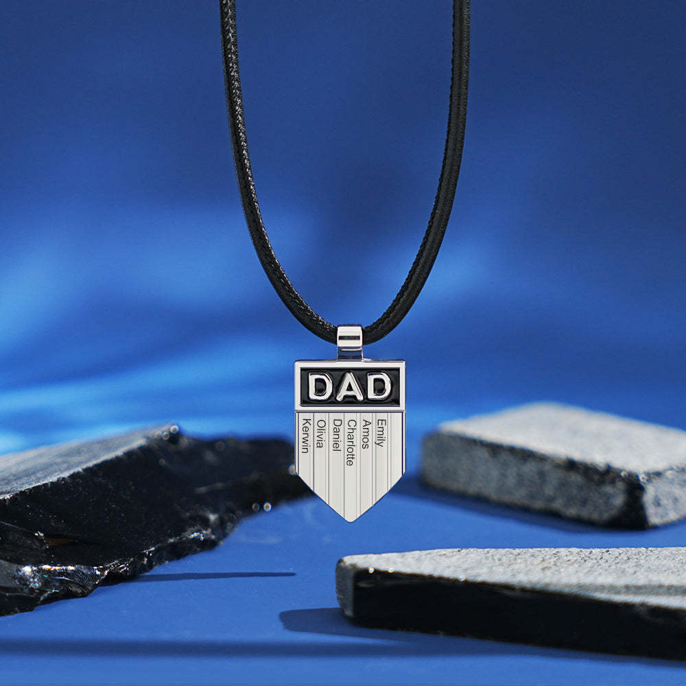Father's Day Gift DAD Engraved Shield Pendant Necklace