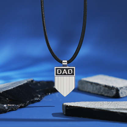 Father's Day Gift DAD Engraved Shield Pendant Necklace