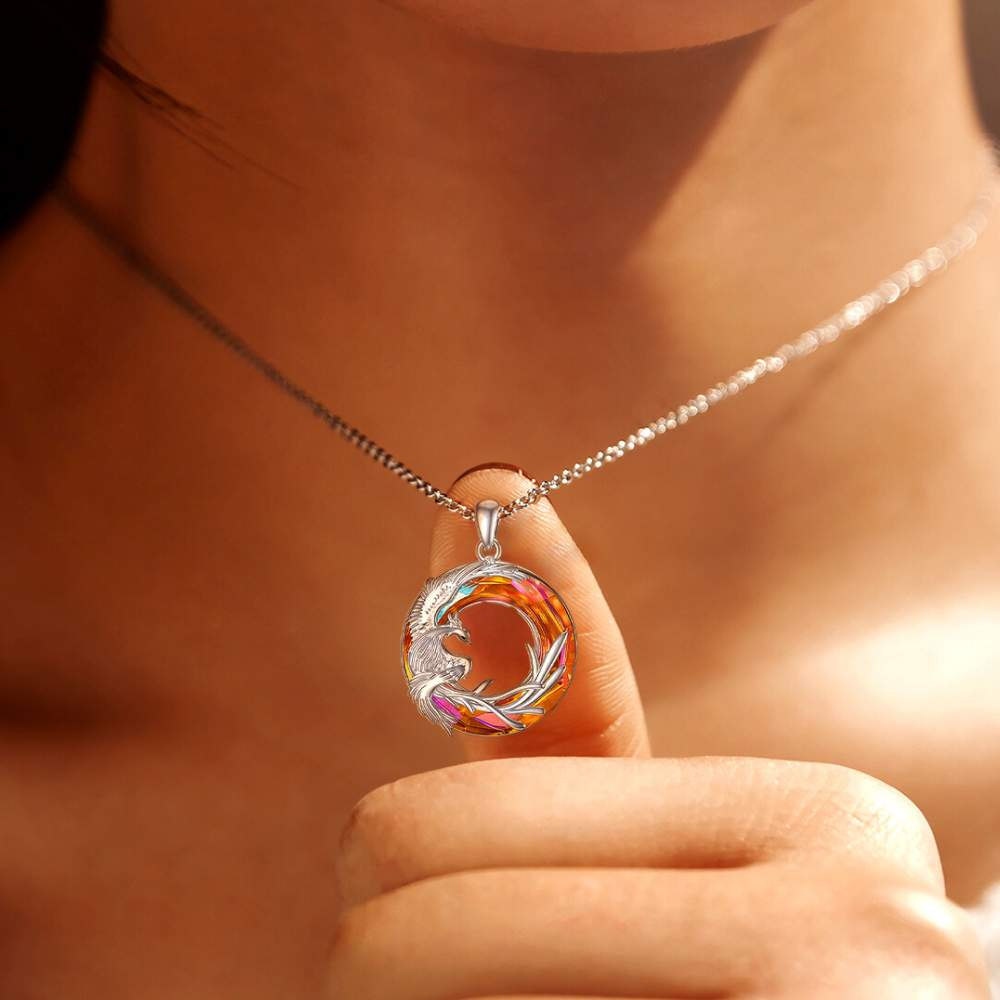 Mother's Day Gift Phoenix Crystal Necklace | 925 Sterling Silver-Engravingift