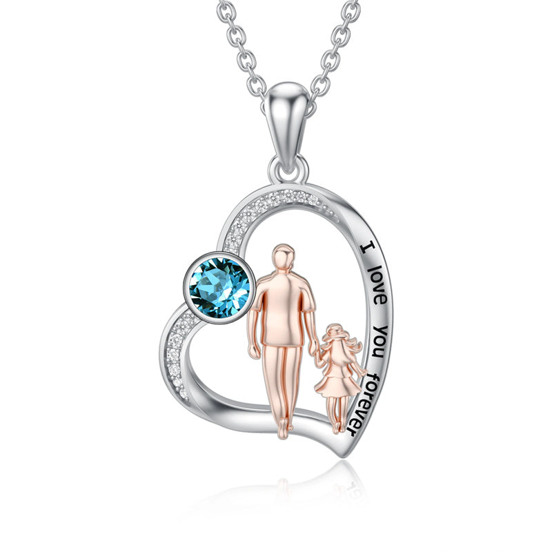 Father Daughter Heart Pendant Necklace from Dad Gift for Daughter