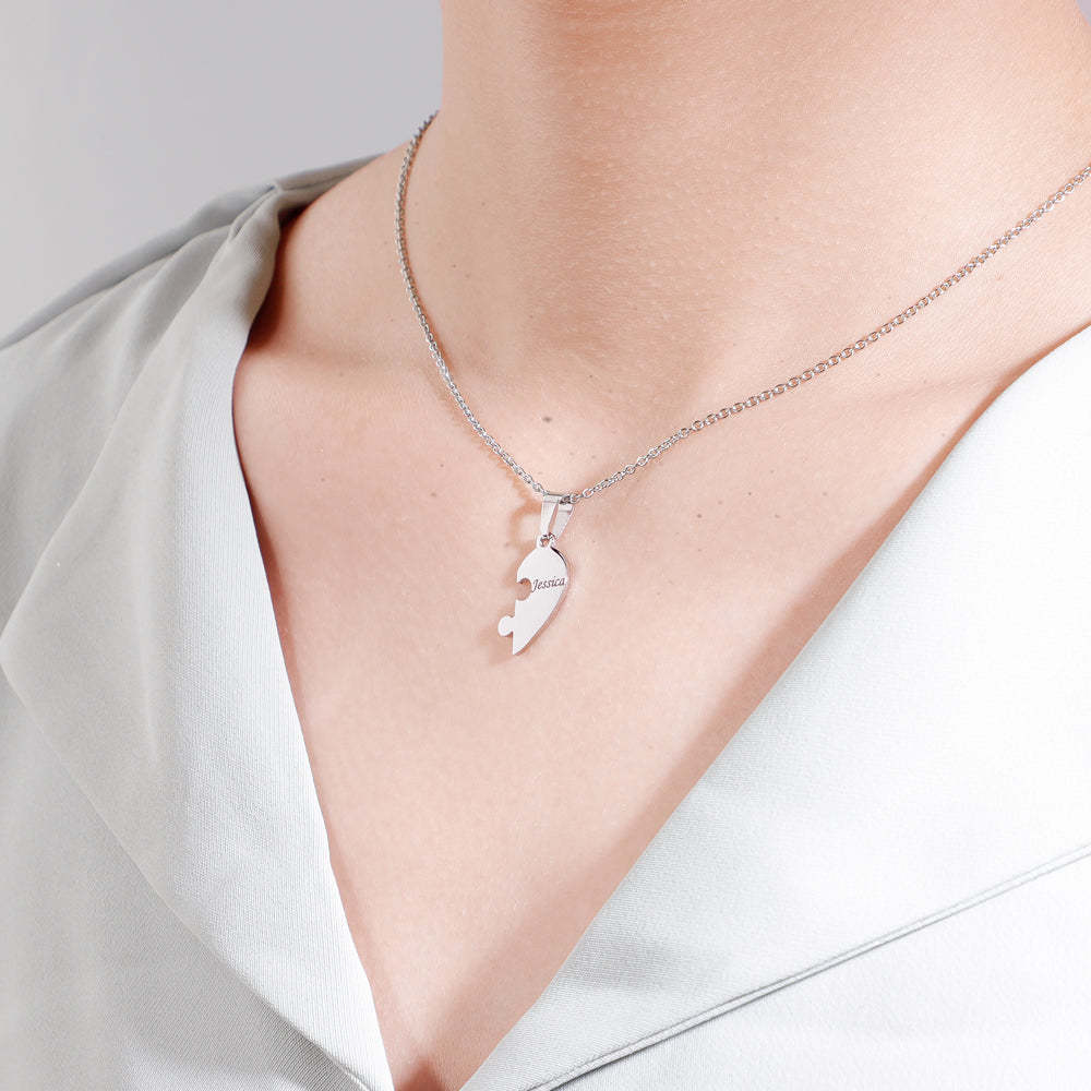 Christmas Gift Family/Sibling/BFF Gift Personalized Heart Puzzle Pieces Necklace or Keychain