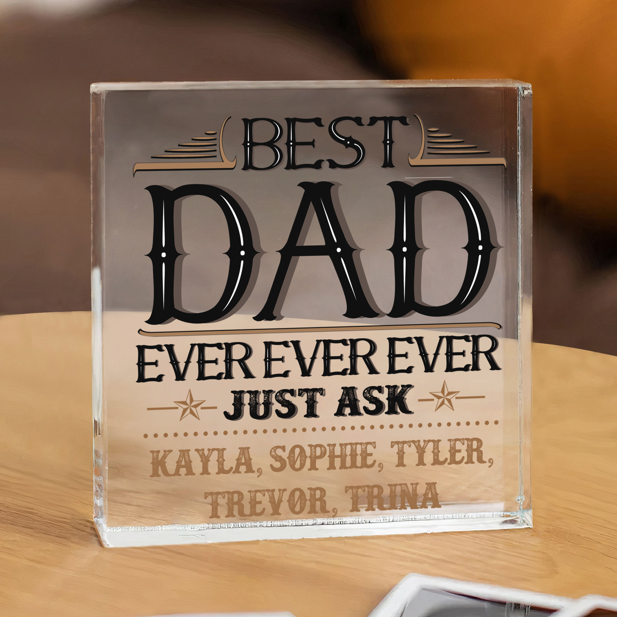 Personalized Acrylic Square Keepsake Rectangle Plaque Home Decor  - Best Dad Ever