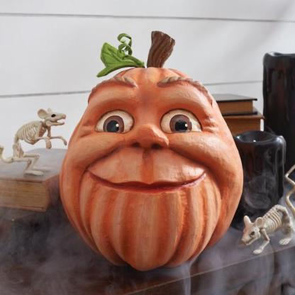 Hand-Painted Resin Halloween Pumpkin Decor with Weighted Base