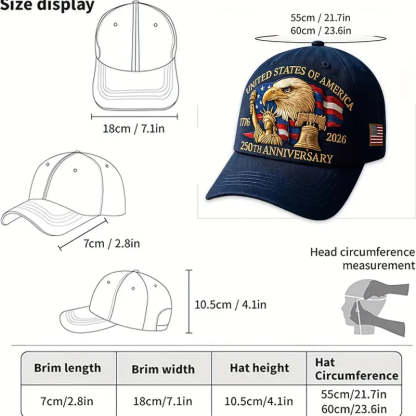 Christmas Gift Men's 250th Anniversary United States of America Commemorative Baseball Cap