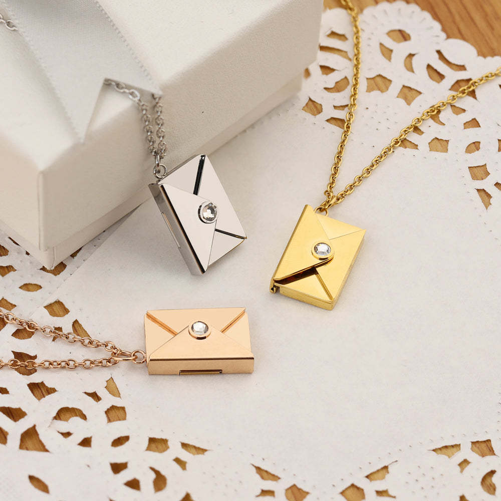 Christmas Gift Personalized Diamond Envelope Necklace