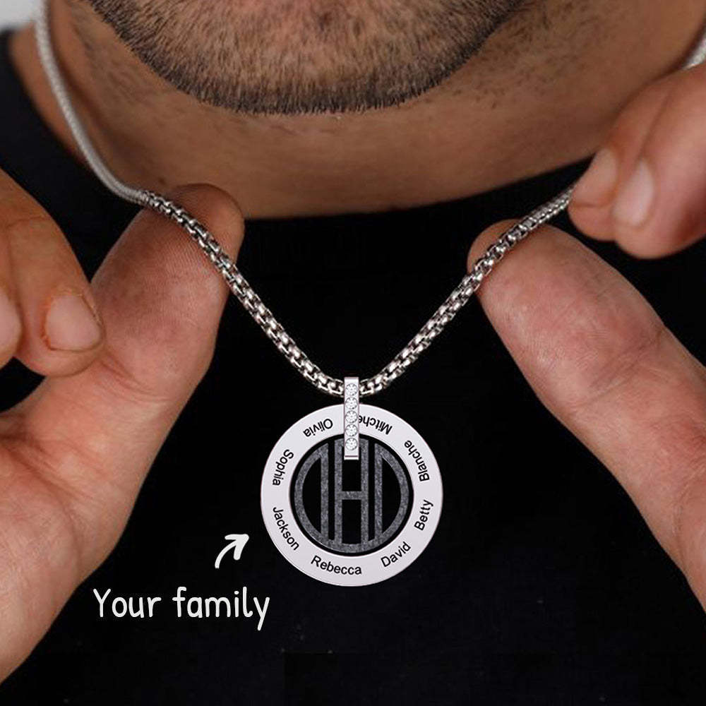 Christmas Gift Personalized DAD Circle Necklace-Engravingift